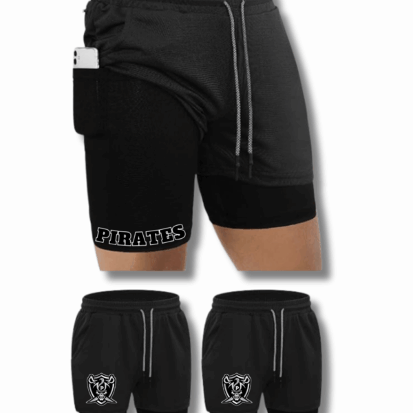 Pirates Men’s 2-in-1 Workout Shorts – 5” Gym Shorts with Compression Liner, Quick-Dry Fabric, Pockets & Towel Loop