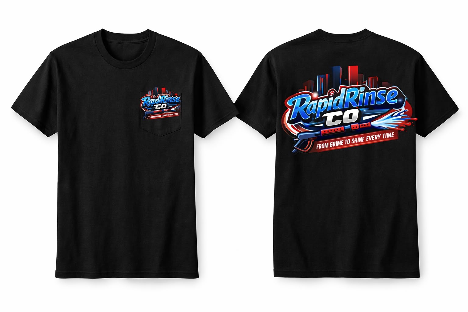 Rapid Rinse branded shirts