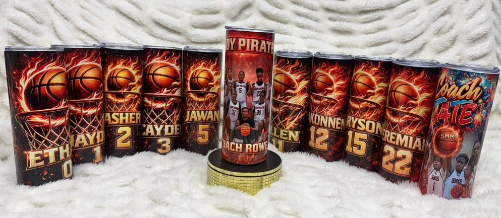 Custom basketball team tumbler set